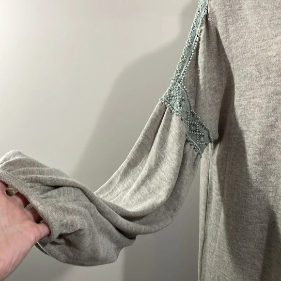 Easel Boho Oversized Long Sleeve Balloon Sleeve Taupe Sweater Dress S - Picture 4 of 15